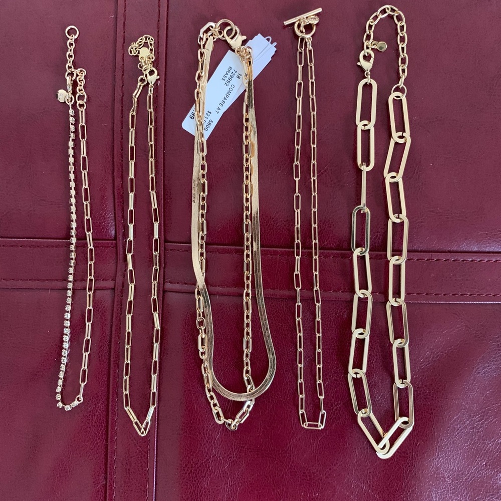 Paper clip chain necklace set